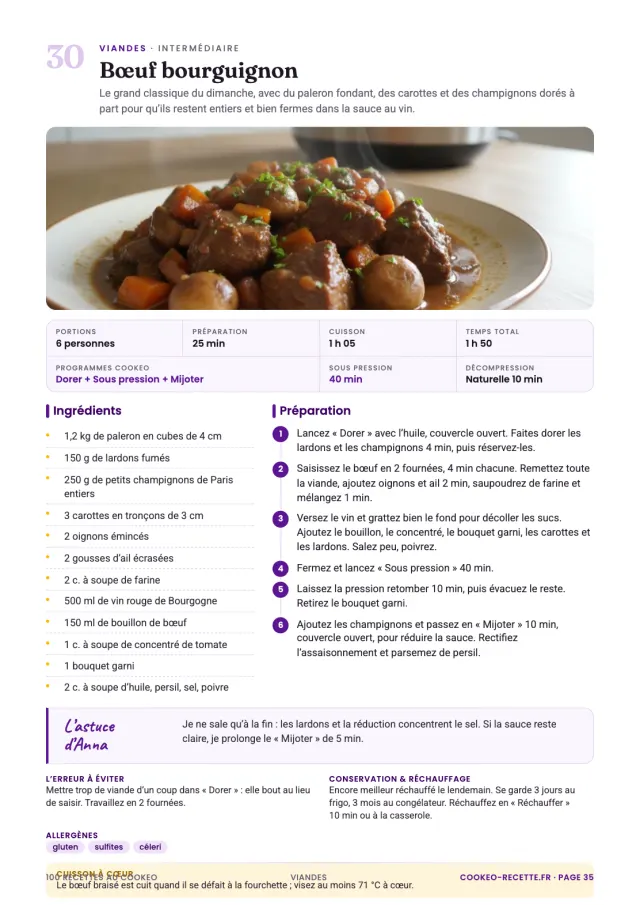Page du bœuf bourguignon