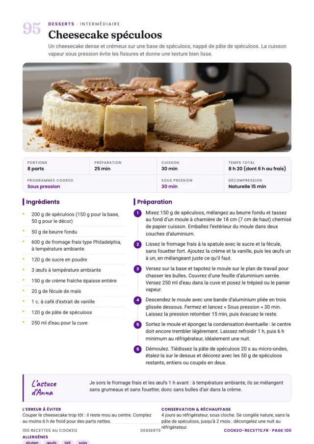 Page du cheesecake spéculoos